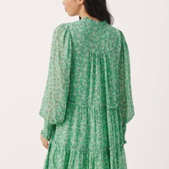 NWT, Green Dress "Part Two" Designer,  Greenbrair Mini Flower Dress - Picture 3 of 6